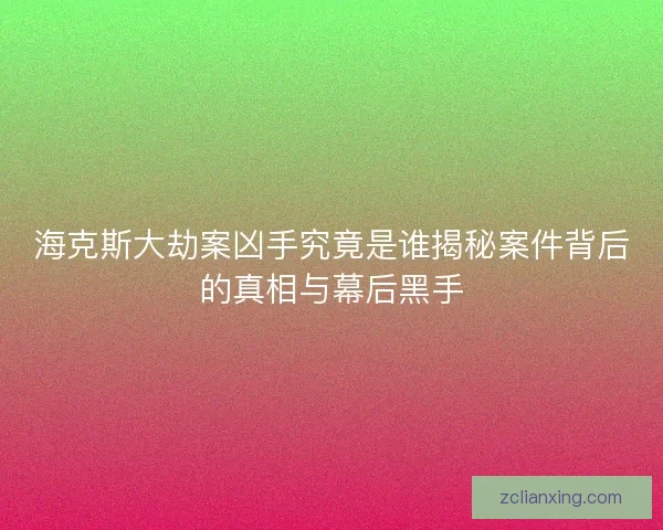 海克斯大劫案凶手究竟是谁揭秘案件背后的真相与幕后黑手