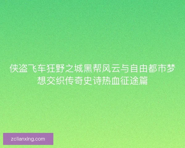 侠盗飞车狂野之城黑帮风云与自由都市梦想交织传奇史诗热血征途篇